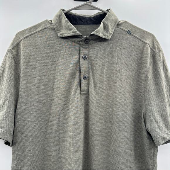 Lululemon Evolution Short Sleeve Polo Shirt in Gray/Brown Sz M - Picture 2 of 9